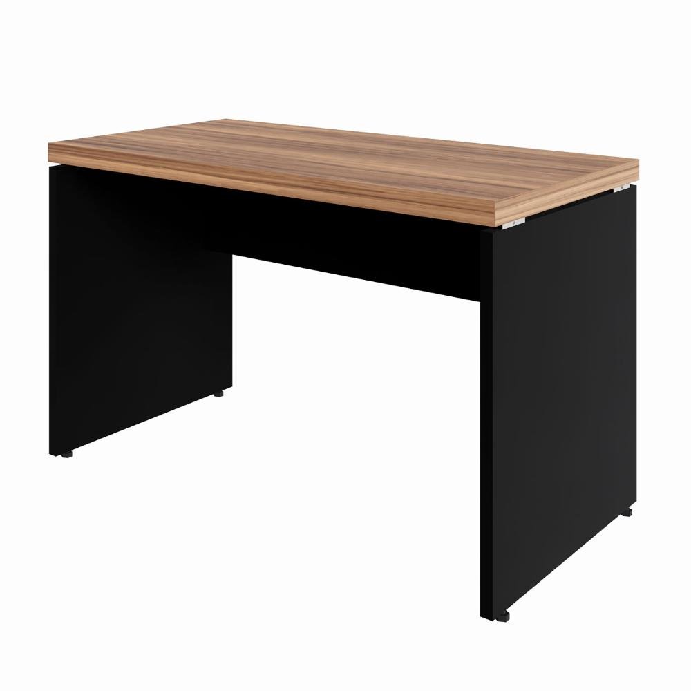 Mesa Escrivaninha 1,20m X 60cm Pé Painel Nogal Pr F5 Cor:nogal com Preto - 3