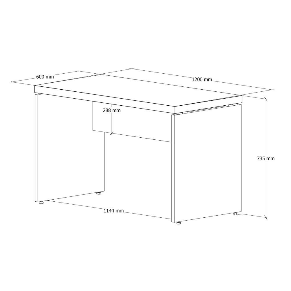 Mesa Escrivaninha 1,20m X 60cm Pé Painel Nogal Pr F5 Cor:nogal com Preto - 2