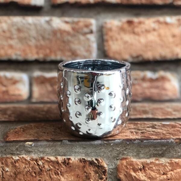 Vaso Cachepot Decorativo Bolinhas Prata/Rose Gold/dourado - Prata - 1