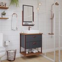 Ver imagem 2 de Gabinete para Banheiro com Cuba e Espelheira 60cm em MDF Uni MGM Marrom Cinza