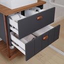 Ver imagem 4 de Gabinete para Banheiro com Cuba e Espelheira 60cm em MDF Uni MGM Marrom Cinza