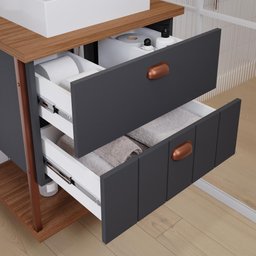 Gabinete para Banheiro com Cuba e Espelheira 60cm em MDF Uni MGM Marrom Cinza - 4