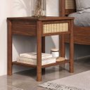 Ver imagem 2 de Mesa de Cabeceira Palhinha Natural Madeira Quarto Casal Castanho Cefira  Idimex