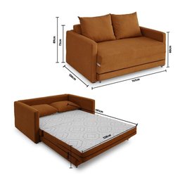 Sofa Cama Casal 147cm Trento Terracota Estofama - 3