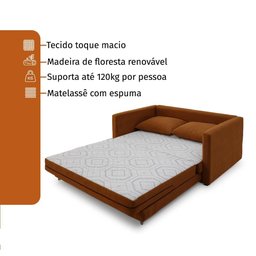 Sofa Cama Casal 147cm Trento Terracota Estofama - 6