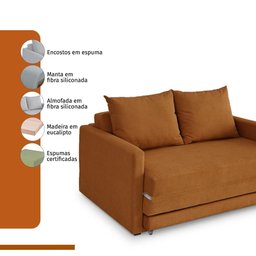 Sofa Cama Casal 147cm Trento Terracota Estofama - 5