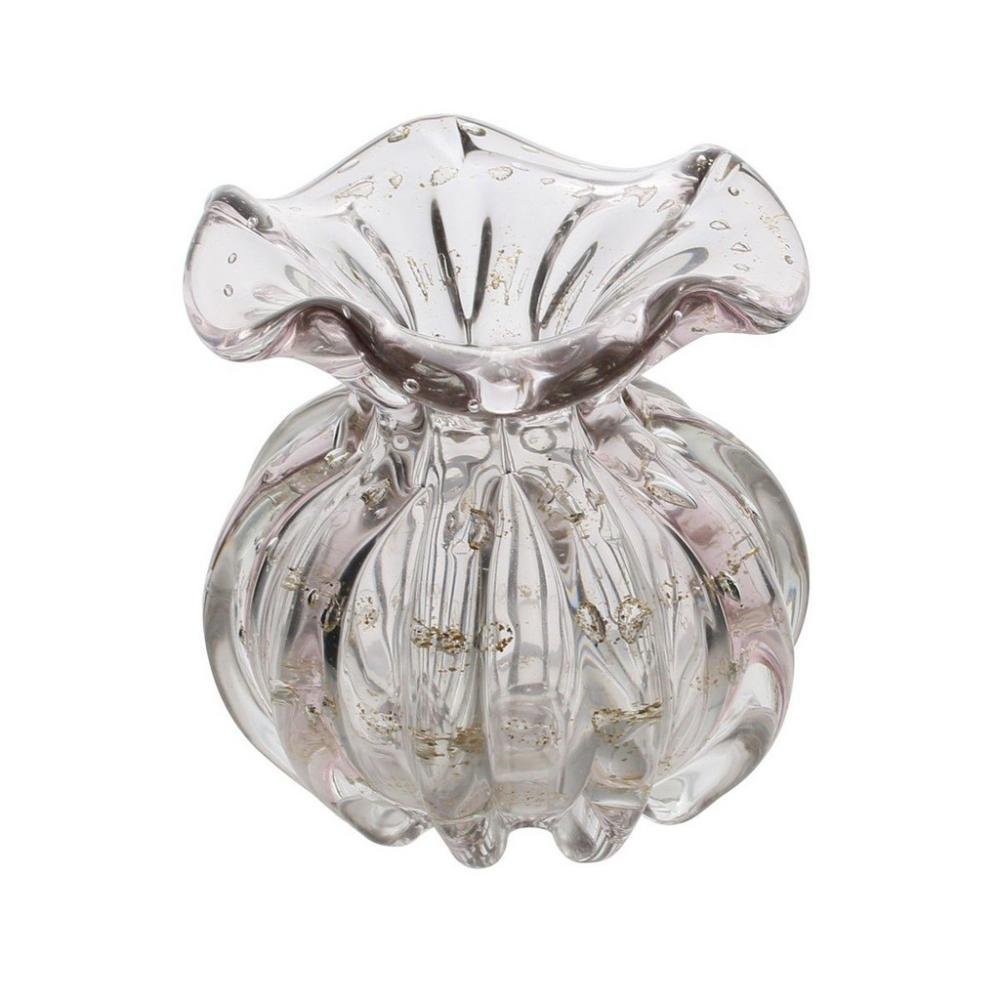Vaso Murano Italy Rosa Claro e Dourado 13cm Lyor - 1