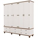 Ver imagem 2 de Guarda Roupa Casal 5 Portas 6 Gavetas 241cm Provençal Alegra S05 Off White Nogueira - Lyam Decor