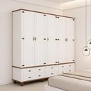 Ver imagem 3 de Guarda Roupa Casal 5 Portas 6 Gavetas 241cm Provençal Alegra S05 Off White Nogueira - Lyam Decor