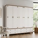Ver imagem 4 de Guarda Roupa Casal 5 Portas 6 Gavetas 241cm Provençal Alegra S05 Off White Nogueira - Lyam Decor