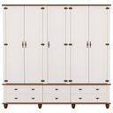 Ver mais imagens de Guarda Roupa Casal 5 Portas 6 Gavetas 241cm Provençal Alegra S05 Off White Nogueira - Lyam Decor