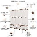 Ver imagem 5 de Guarda Roupa Casal 5 Portas 6 Gavetas 241cm Provençal Alegra S05 Off White Nogueira - Lyam Decor