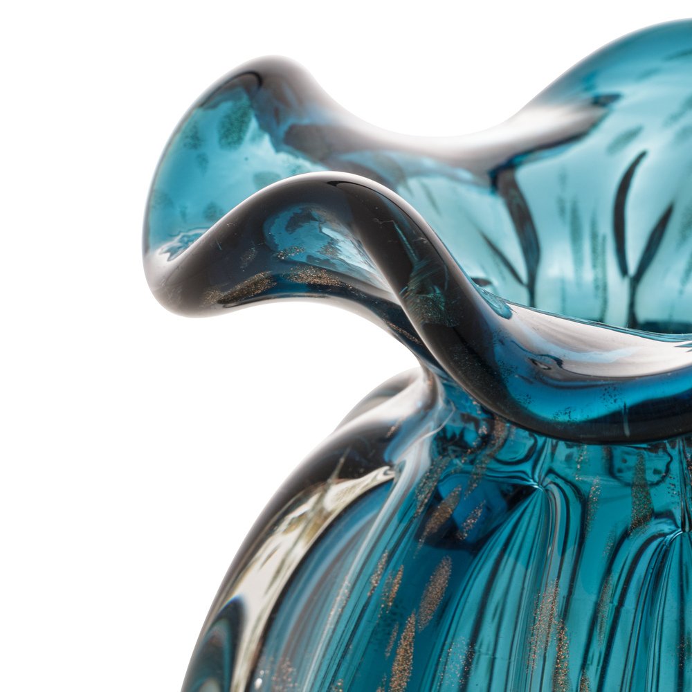 Vaso de Vidro Murano Italy Azul e Rosé 13x11,5cm Lyor - 2