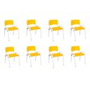 Ver imagem 1 de Kit 8 Cadeiras Infantil Iso, Escola, Base Branco- Amarelo
