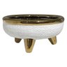 Cachepot Cerâmica Branco com Dourado 18cm Btc - 1