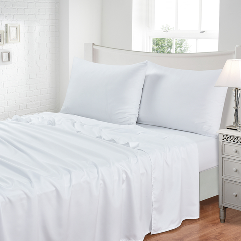 Jogo de Lençol Queen Liso 300 Fios 4 Peças 1,58x1,98x38cm - Branco
