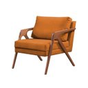 Ver imagem 3 de Poltrona com Almofada Mona Linho Pés Madeira Maciça:terracota