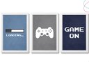 Ver imagem 4 de Kit 3 Quadros Decorativos Game On Video Game Vidro Moldura:preta
