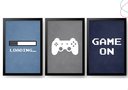 Ver imagem 1 de Kit 3 Quadros Decorativos Game On Video Game Vidro Moldura:preta