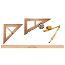 Ver imagem 1 de Kit Geométrico do Professor Mdf Com Régua 1M, Compasso Para Quadro Branco, Esquadro 30/60 , Esquadro