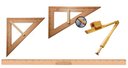 Ver imagem 1 de Kit Geométrico do Professor Mdf Com Régua 1M, Compasso Para Quadro Branco, Esquadro 30/60 , Esquadro