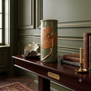 Ver imagem 2 de Vaso Cilindrico Porcelana Craquelada Verde Folha em Relevo 30cm Columbus Gold
