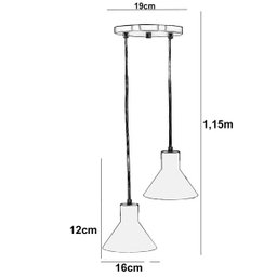 Lustre Pendente Aluminio Tenesse Duplo Cereja - 3