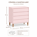 Ver imagem 4 de Cômoda Infantil 4 Gavetas Nogueira com Rosa