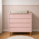 Ver imagem 1 de Cômoda Infantil 4 Gavetas Nogueira com Rosa