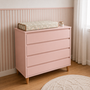 Ver imagem 2 de Cômoda Infantil 4 Gavetas Nogueira com Rosa