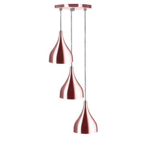 Lustre Pendente Aluminio Gota Triplo 21cm Gold Rose