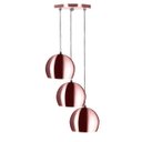 Ver imagem 1 de Lustre Pendente Aluminio Bola Triplo 15cm Gold Rose