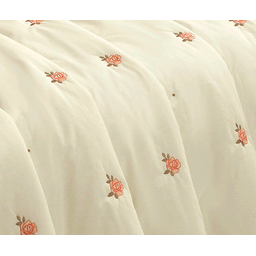 cobreleito cama queen 6 peças todo bordado colcha queem bouquet buque palha luxo - 5