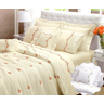 cobreleito cama queen 6 peças todo bordado colcha queem bouquet buque palha luxo - 6