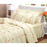 cobreleito cama queen 6 peças todo bordado colcha queem bouquet buque palha luxo - 1