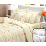 cobreleito cama queen 6 peças todo bordado colcha queem bouquet buque palha luxo - 2