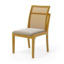 Ver imagem 1 de Cadeira Lavinia Madeira Maciça Assento Estofado Encosto de Tela Palha Sextavada Veludo Bege 102