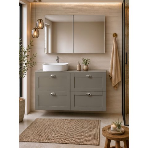 Gabinete para Banheiro com Tampo Cuba e Armário 120cm Retro MDF Verde Milano - On Móveis