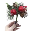 Ver imagem 3 de Kit 8 Ramos Romã Decoração de Natal Artificial com Detalhes Branco 16cm