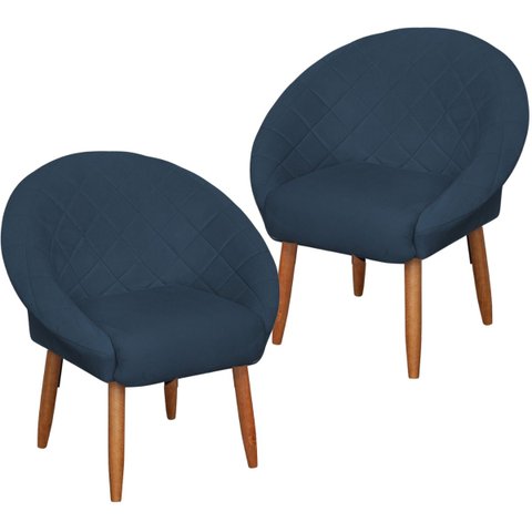 Kit 2 Cadeira Poltronas Resistente para Salão Decorativa Pés de Madeira Resistente Luxo