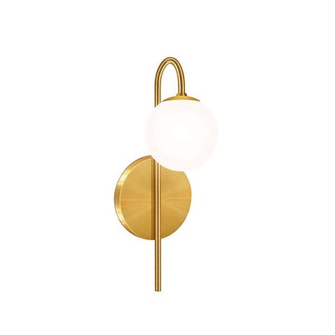 Arandela Dourada Globo de Vidro Branco Cabeceira Dhora Ace67