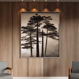 Quadro Decorativo Paisagem Araucaria Angustifolia com Moldura Prata - 100x70 Cm - 2
