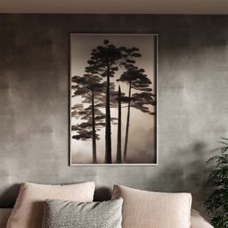 Quadro Decorativo Paisagem Araucaria Angustifolia com Moldura Prata - 100x70 Cm - 1