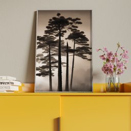 Quadro Decorativo Paisagem Araucaria Angustifolia com Moldura Prata - 100x70 Cm - 4
