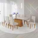 Ver imagem 1 de Mesa de Jantar 8 Lugares Bariloche com Vidro Mel/off White/marim - Panorama Móveis
