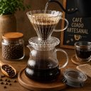 Ver imagem 2 de Cafeteira de Vidro Kit Jarra com Suporte Coador Grande 650ml Passador Cafe Artesanal Luxo Casa Cafet