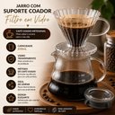 Ver imagem 7 de Cafeteira de Vidro Kit Jarra com Suporte Coador Grande 650ml Passador Cafe Artesanal Luxo Casa Cafet