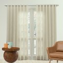 Ver imagem 1 de Cortina Linho Premium 290x250 Cm com Ilhós Cromado Admirare - Bege