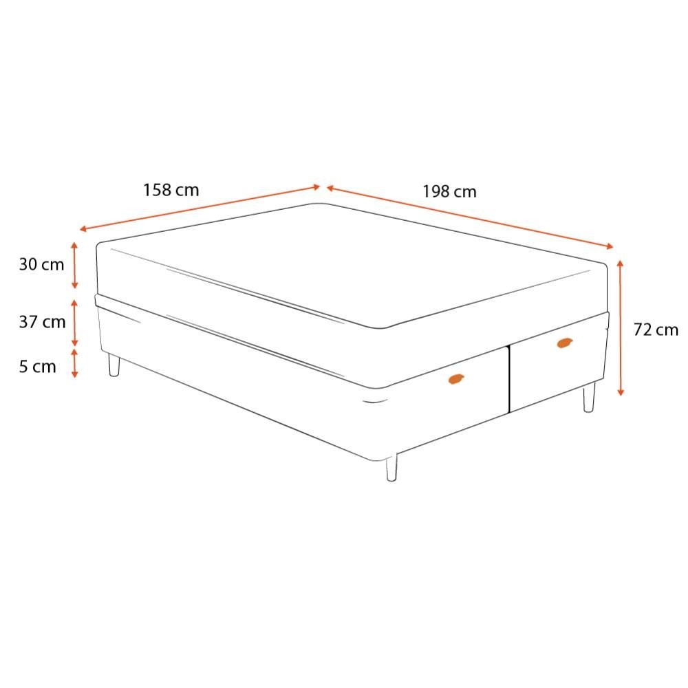 Cama Box Baú Queen + Colchão de Molas Ensacadas Ortobom AirTech SpringPocket 158cm - 2