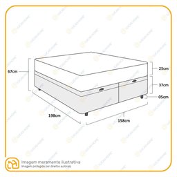 Cama Box Baú Queen com Colchão de Molas Ensacadas Ortobom Airtech Springpocket 158cm - 5